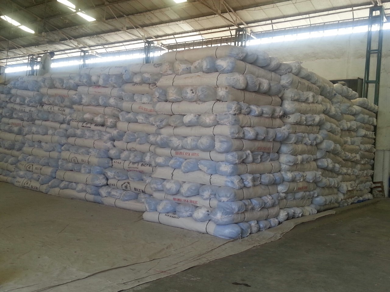 Packed textile products ready for dispatch